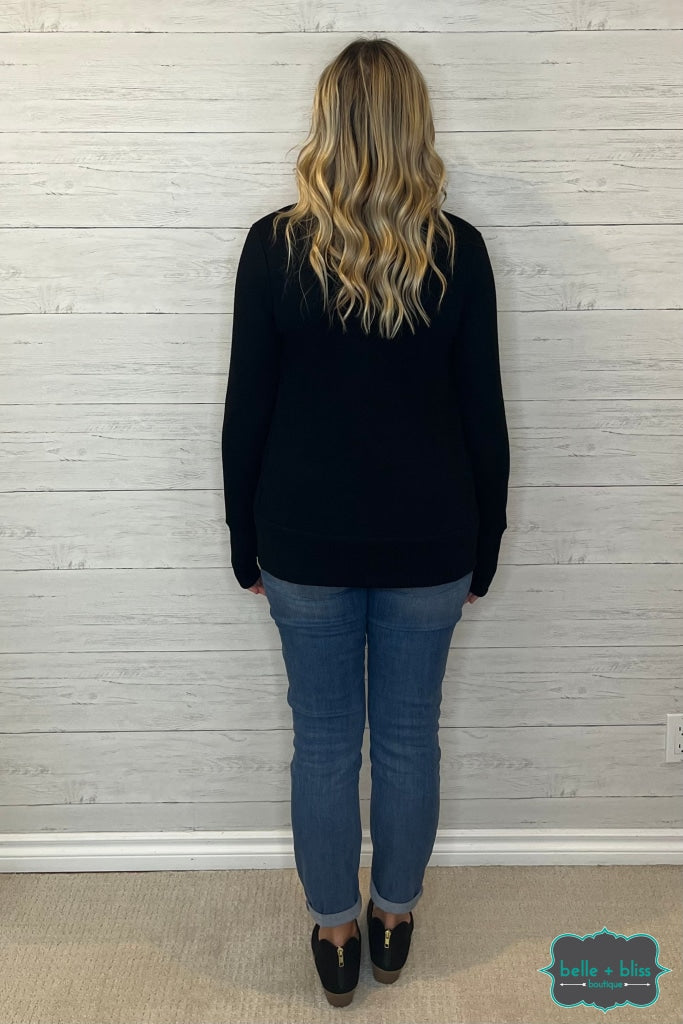 Vanessa Snap Cardi With Thumbholes - Black Tops & Sweaters