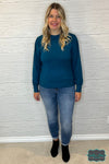 Veronica Pleated Shoulder Sweater - Ocean Teal Tops &amp; Sweaters