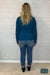 Veronica Pleated Shoulder Sweater - Ocean Teal Tops & Sweaters