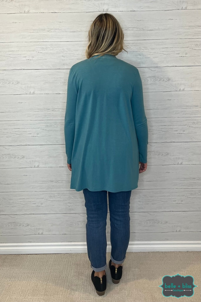 Whitney Cardigan With Pockets - Dusty Teal Tops & Sweaters