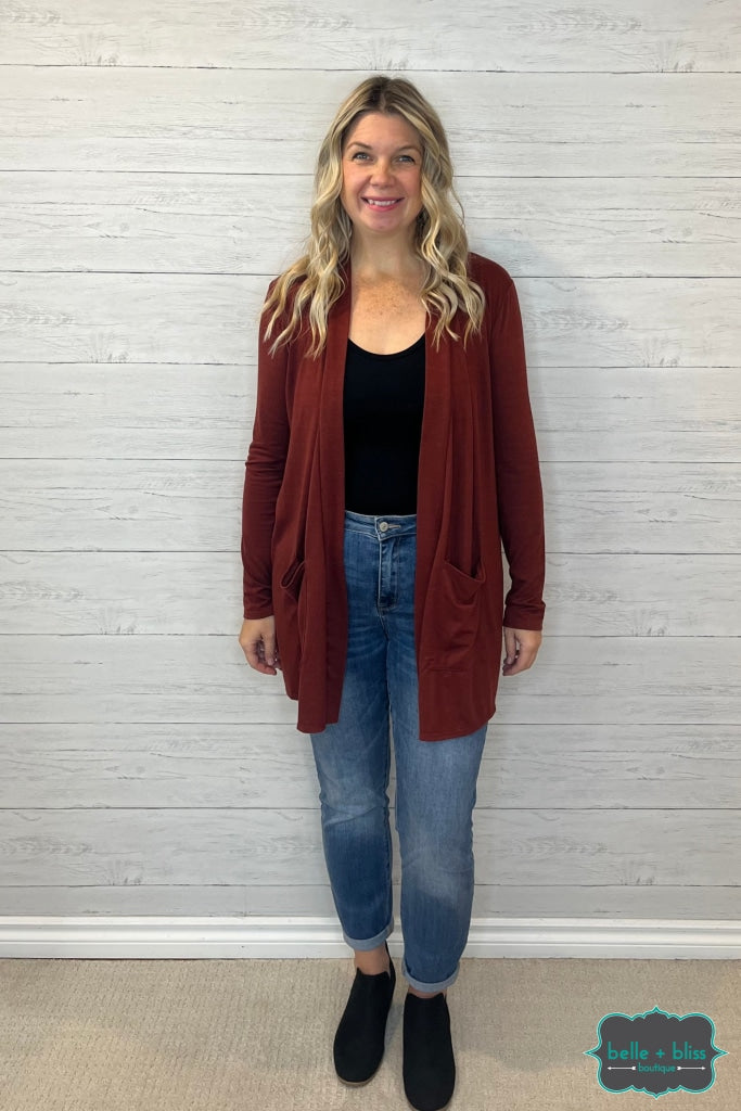 Whitney Cardigan With Pockets - Rust Tops & Sweaters