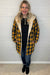 Lelia Sherpa Lined Buffalo Plaid Jacket with Pockets and Hood - Mustard/Navy