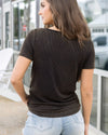 Grace and Lace Mineral Washed Ribbed Henley - Black Mica