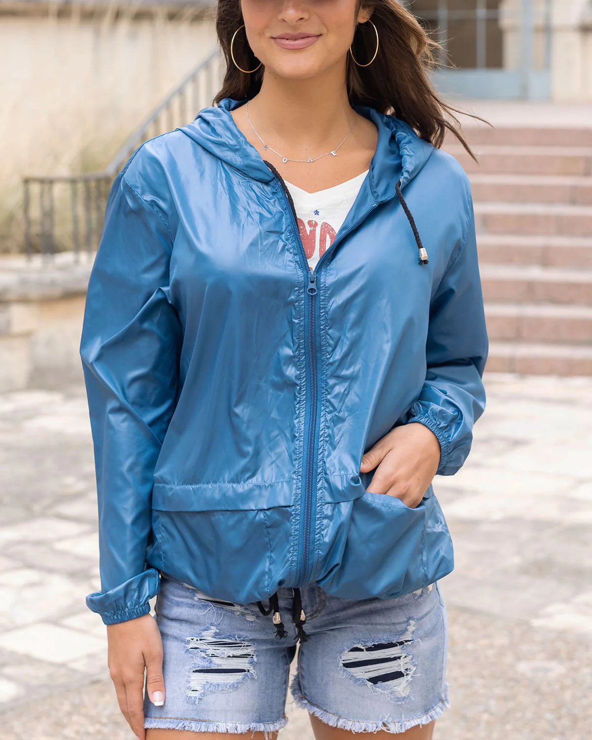 Grace and Lace Packable Rain Jacket - Lagoon