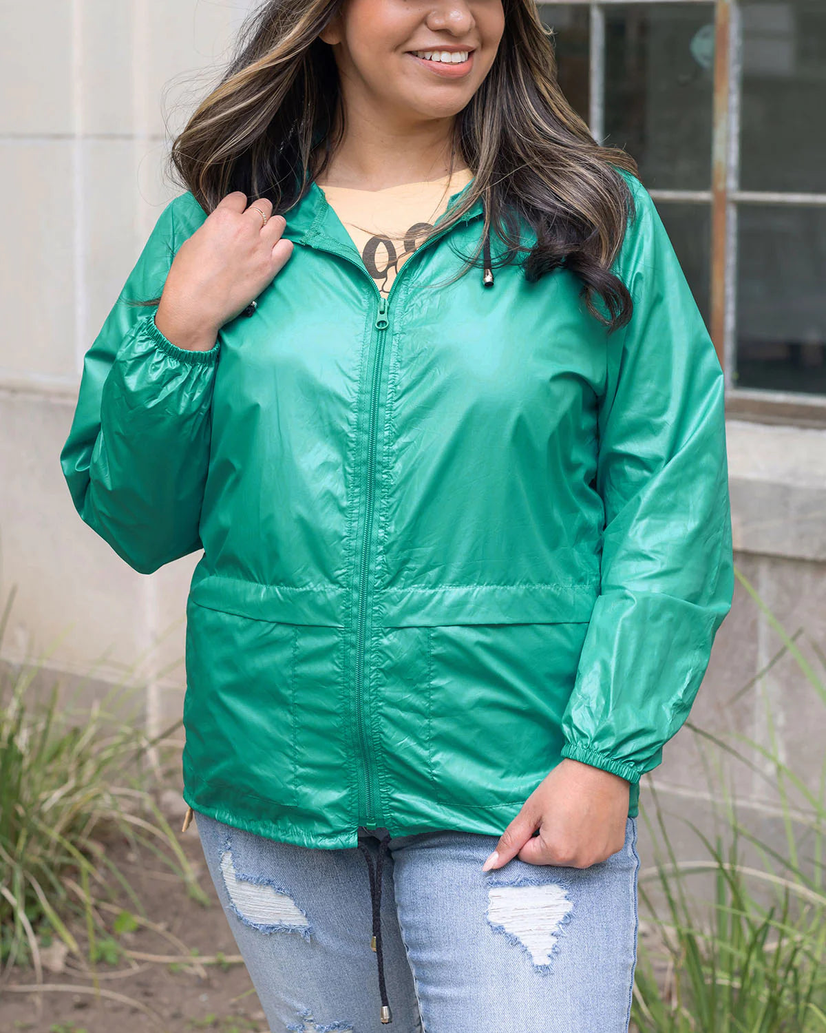 Plus Size Women's Plus Packable Rain Jacket Waterproof