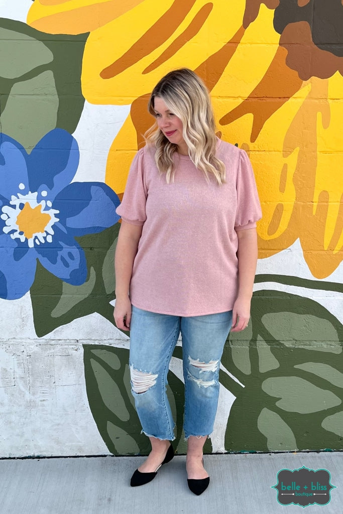 Calla Short Sleeve Sweater - Blush Pink Tops & Sweaters