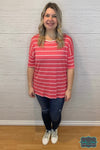 Chloe Striped Top - Coral Tops &amp; Sweaters