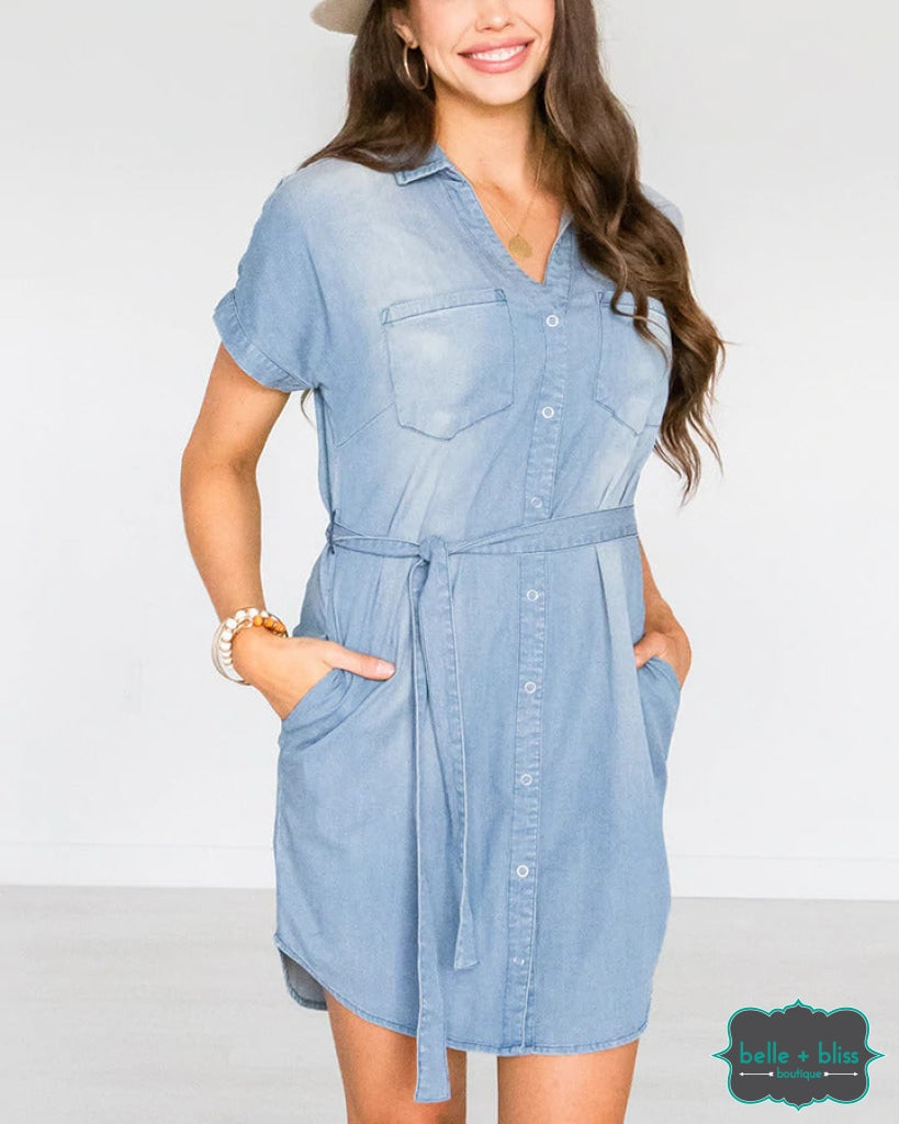 Grace And Lace Chambray Dress - Mid Wash Dresses & Skirts