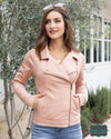 Grace And Lace Move Free Leather Look Moto Jacket - Blush Outerwear