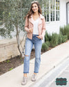 Grace And Lace Move Free Leather Look Moto Jacket - Blush Outerwear