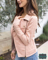 Grace And Lace Move Free Leather Look Moto Jacket - Blush Outerwear