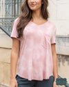 Grace And Lace Perfect Pocket Tee - Washed Pink Tops &amp; Sweaters