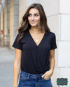 Grace And Lace Surplice Tummy Support Bodysuit - Black Tops &amp; Sweaters