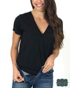 Grace And Lace Surplice Tummy Support Bodysuit - Black Tops &amp; Sweaters