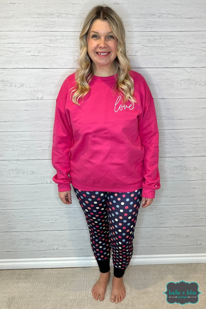 Graphic Sweatshirt Love - Hot Pink Tops & Sweaters