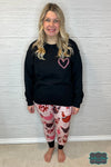 Graphic Sweatshirt Pink Heart - Black Tops &amp; Sweaters