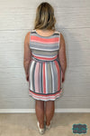Greta Chevron Dress With Pockets - Coral Pink Dresses &amp; Skirts