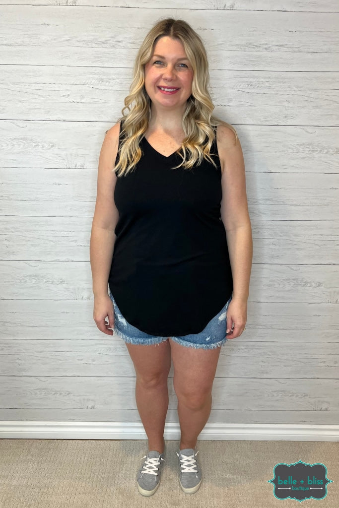 Hailey V-Neck Tank - Black Tops & Sweaters