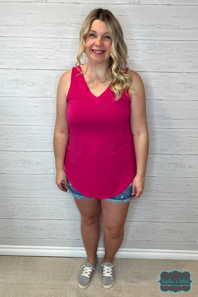 Hailey V-Neck Tank - Summer Pink Tops & Sweaters