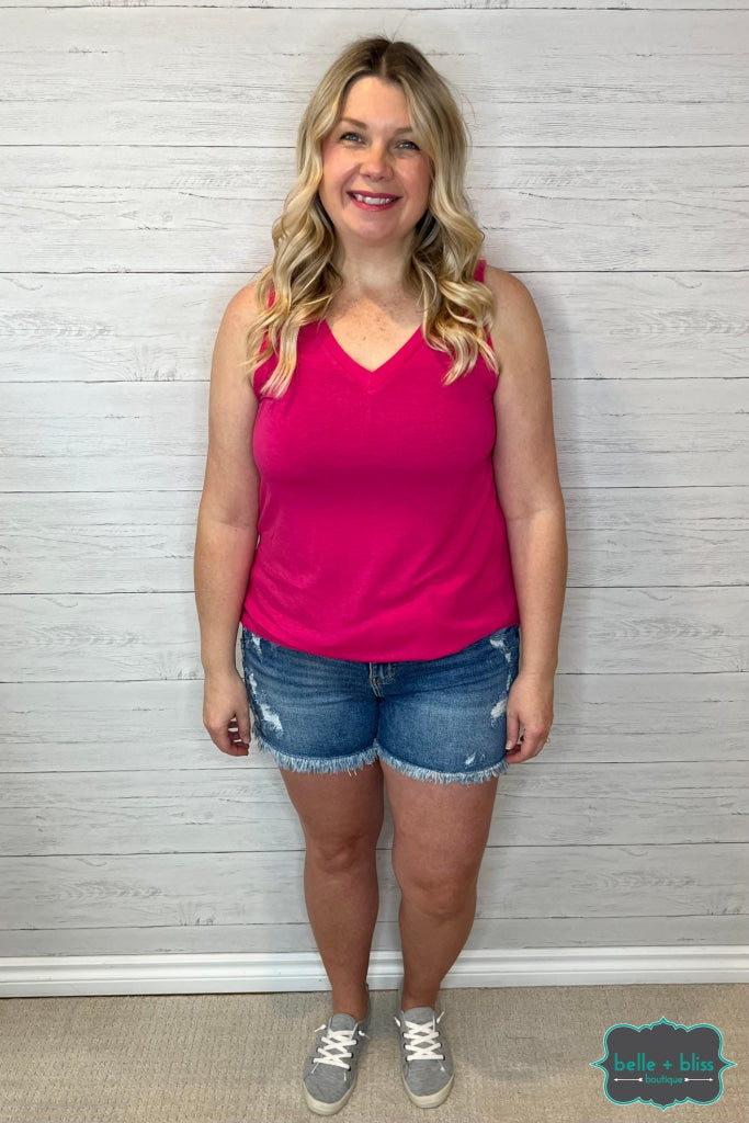 Hailey V-Neck Tank - Summer Pink Tops & Sweaters