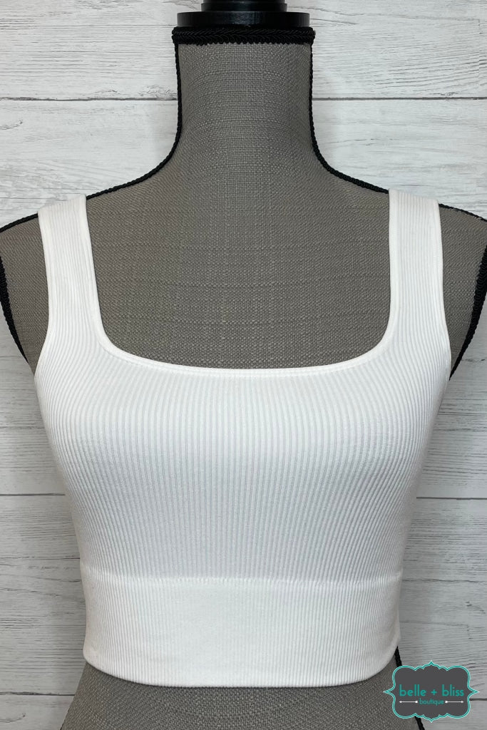 Holly Ribbed Tank Strap Brami - White Accessories