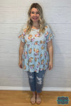 Janelle Swiss Dot Tiered Top - Blue Tops &amp; Sweaters