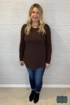 Kayla Long Sleeve Crew Neck Tee - Chocolate Tops &amp; Sweaters