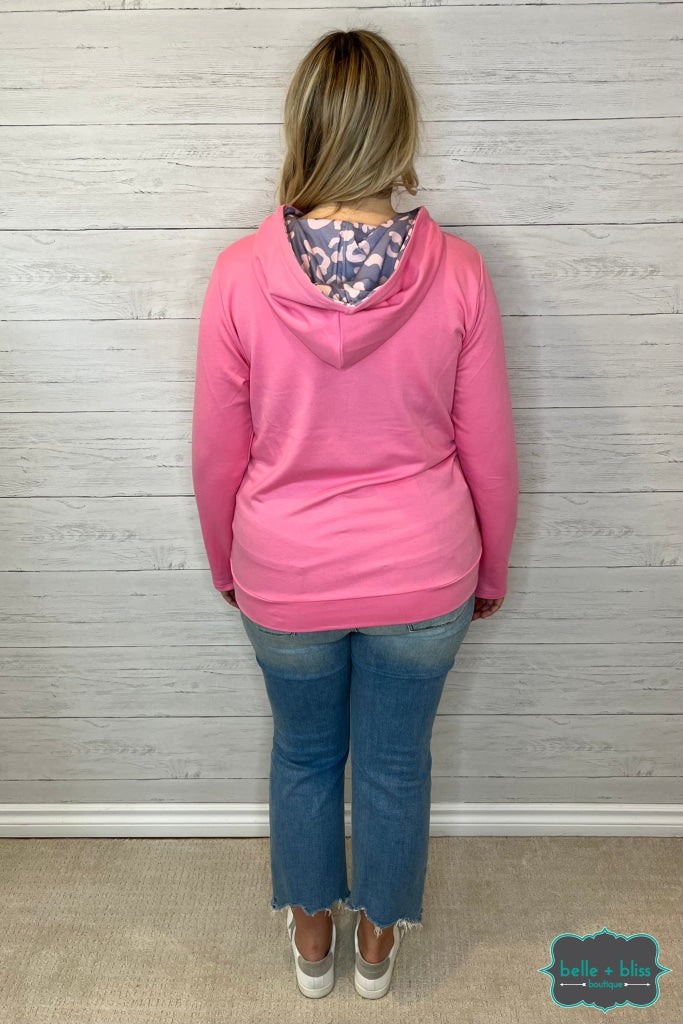 Lia Half Zip Hoodie - Bright Pink Tops & Sweaters