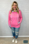 Lia Half Zip Hoodie - Bright Pink Tops &amp; Sweaters