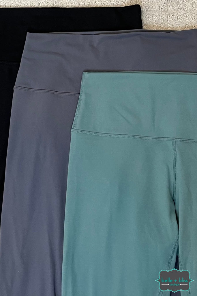 Lizzy Buttery Soft CROPPED Leggings - Dusty Teal - Belle + Bliss Boutique