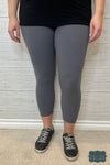 Lizzy Buttery Soft Cropped Leggings - Steel Grey Bottoms
