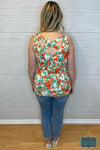 Lucy Criss Cross Back Tank - Orange Watercolour Tops &amp; Sweaters