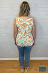 Lucy Criss Cross Back Tank - Teal Watercolour Tops &amp; Sweaters