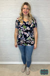 Malia Floral Tee - Navy Tops &amp; Sweaters