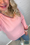 Naomi Stripe Detail Pullover - Pink Tops &amp; Sweaters