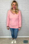 Naomi Stripe Detail Pullover - Pink Tops &amp; Sweaters