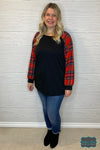 Noeleen Plaid Raglan - Black
