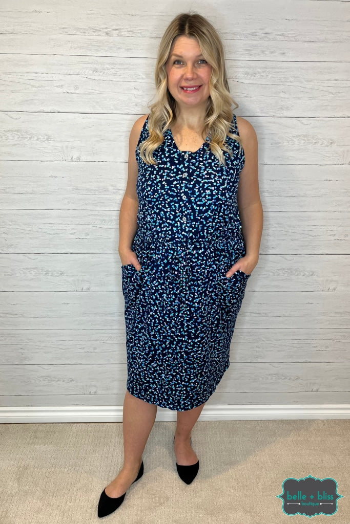 Penny Abstract Dress - Navy Dresses & Skirts
