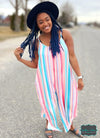 ***pre-Order*** Shirley Baggy Romper With Pockets - Colourful Stripe Dresses &amp; Skirts