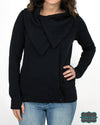 ***pre-Sale*** Grace And Lace Fleece Wrap Up - Black Tops &amp; Sweaters