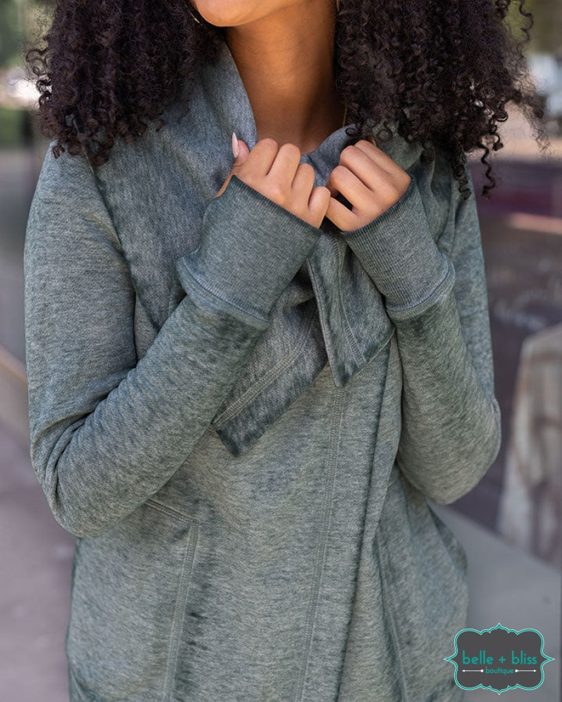 ***pre-Sale*** Grace And Lace Fleece Wrap Up - Washed Evergreen Tops & Sweaters