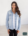 ***pre-Sale*** Grace And Lace Stretch Chambray Button Up - Light Wash Tops &amp; Sweaters