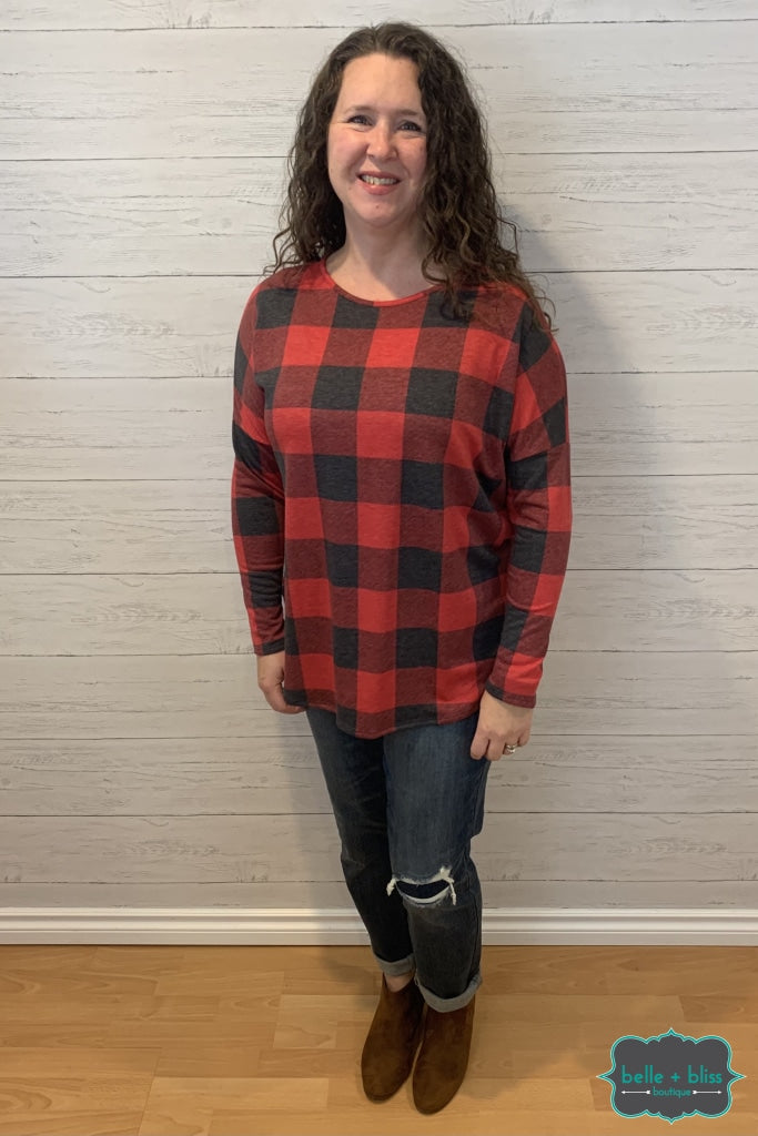 Ruth Buffalo Plaid Top - Red/charcoal Tops & Sweaters