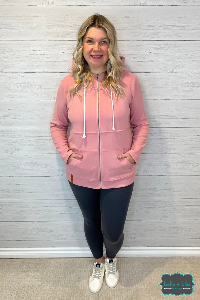 Sierra Zip Up Hoodie - Pink Tops & Sweaters