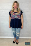 Vicki Pleated Floral Babydoll - Navy Tops &amp; Sweaters