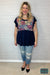 Vicki Pleated Floral Babydoll - Navy Tops & Sweaters